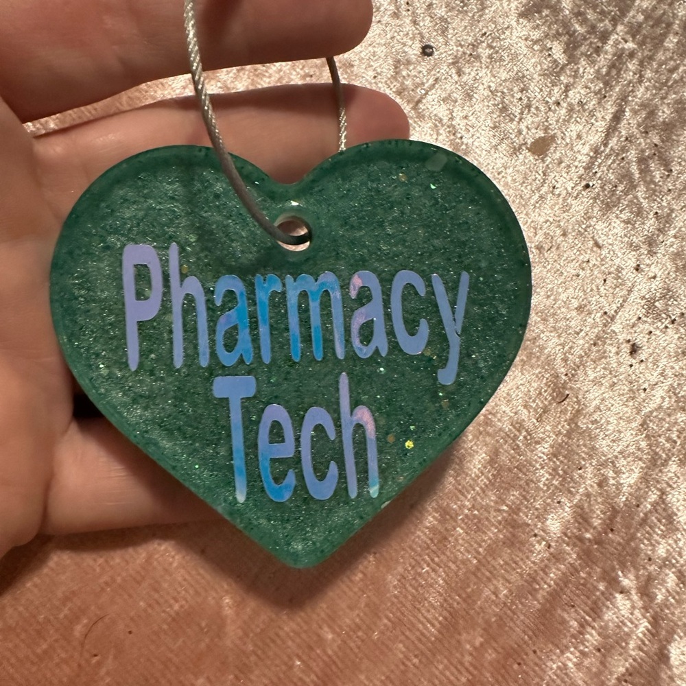 Handmade Epoxy resin Pharmacy Tech bag tag